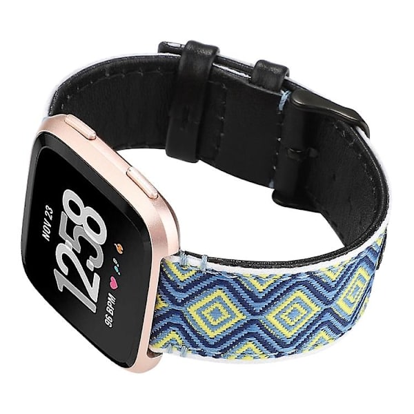 Til Fitbit Versa etnisk stil ægte læderurrem Rural