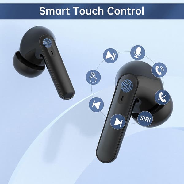 Ægte trådløse Bluetooth-øretelefoner med USB-C hurtigopladningsetui, IPX7 vandtætte hovedtelefoner til iPhone/Android sort