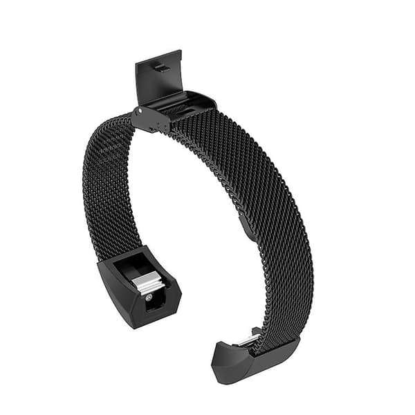 Til Fitbit Alta / Alta Hr / Ace Watch Button Mesh Metal Erstatningsrem Urrem Black