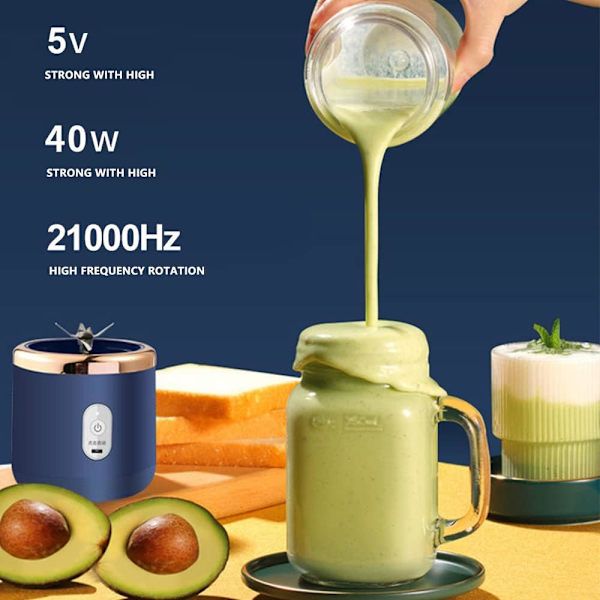 Juice Blender 40W Blender Cup Återuppladdningsbar USB Dubbel Kopp Rosa