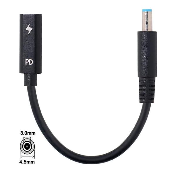 Pd induktionsopladningskabel Notebook Ultrabook Dc strømadapter Han-strømkabel 4.5x3.0mm
