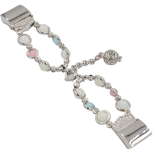 För Fitbit Charge 5 Agate Luminous Bead Steel Watch Band Silver