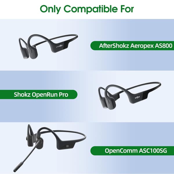 Laddare för Aeropex As800, Openrun, Openrun Mini, Openrun Pro, Opencomm [2 svarta enheter]