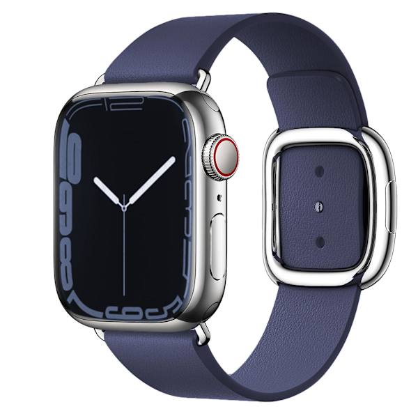 Modernt spänne för Apple Watch Band 45mm 41mm 44mm/40mm 38 42mm 49mm Correa Läderarmband Iwatch Serie 3 6 Se 7 8 Ultra dark blue 44mm 42mm 45mm 49mm