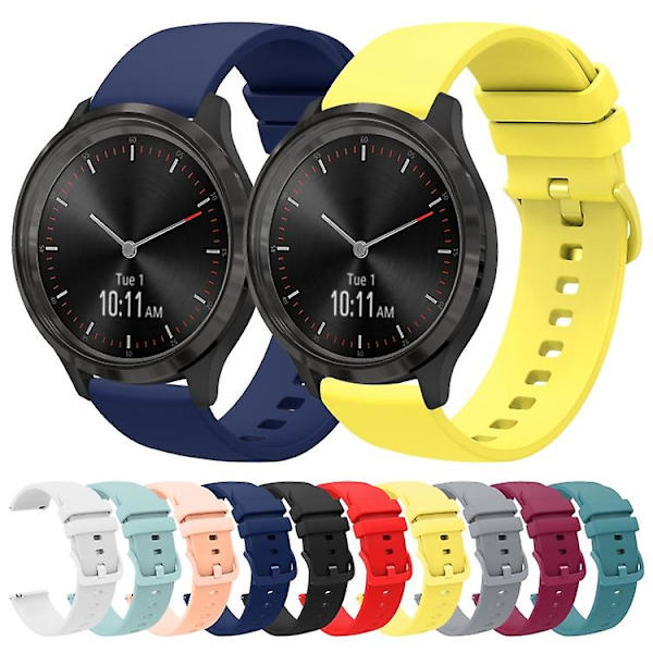 För Garmin Vivomove 3 20mm enfärgad mjukt watch Navy Blue