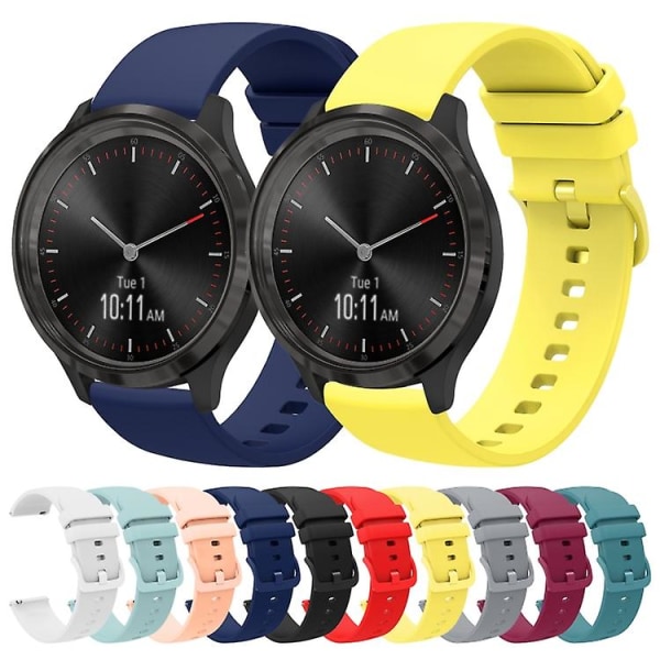 Til Garmin Vivomove 3 20mm ensfarvet blød silikone urrem White