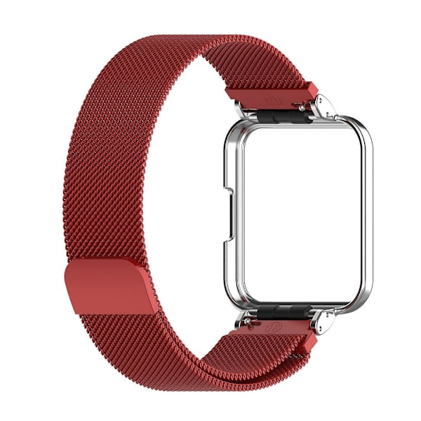 Metallista valmistettu ranneke kellokehyksellä Xiaomi Redmi Watch 2 Lite -älykelloon Red