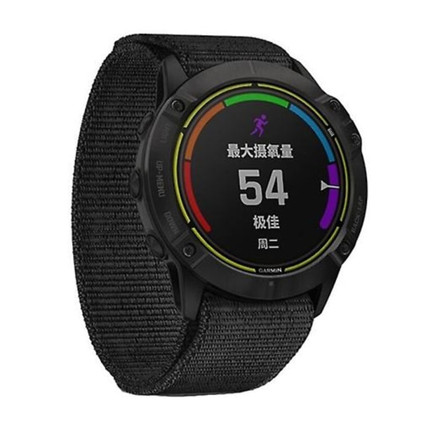 For Garmin Fenix ​​6 22mm strikket nylon løkkebånd Black