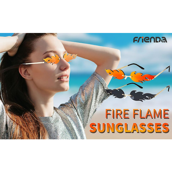 2 stk Fire Flame Solbriller Flame Rimless Solbriller Rimless Wave Glasses