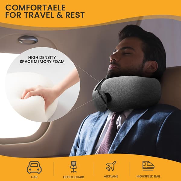Komfort U-formet Reisepute i Memory Foam Grå