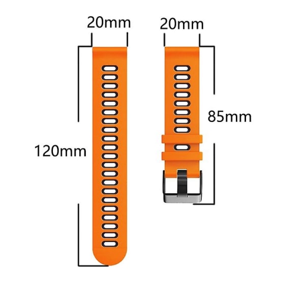 For Garmin Forerunner 645 Music 20 mm Silikonklokkebånd i blandede farger Black-Orange