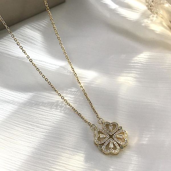 Neliapila-kaulakoru Magneettinen Taittuva Sydämenmuotoinen Solisluun ketju Avattava Choker-koru Riippuva riipus naisille