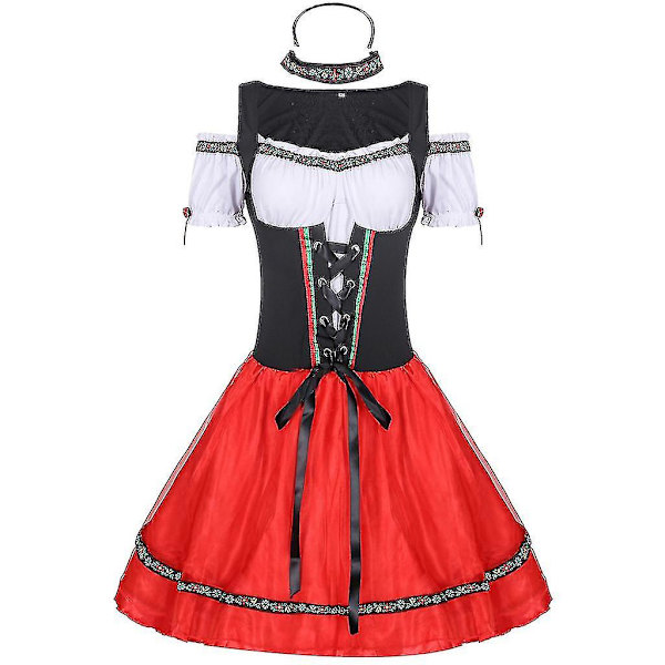 Oktoberfest-kostyme for damer, tysk karneval, ølserver, servitør, cosplay, parade, taverna, festdrakt, uniform M