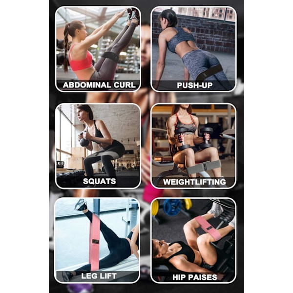Ben & Rumpa Band för Kvinnor Tyg Träning för Kvinnor Rumpa och Ben Övning 3 Set för Knäböj Glute Hip Träning Rumpa Band rosa, grå, svart