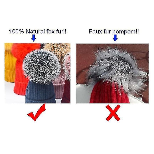 Hatte Håndlavede Rigtig Stor Hår Bold pels Pompom Med Spænde Fox fur pink b