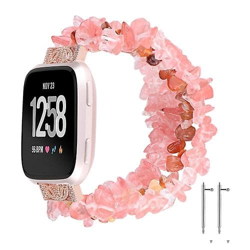 Til Fitbit Versa Rough Stone armbåndsurbånd Watermelon Red