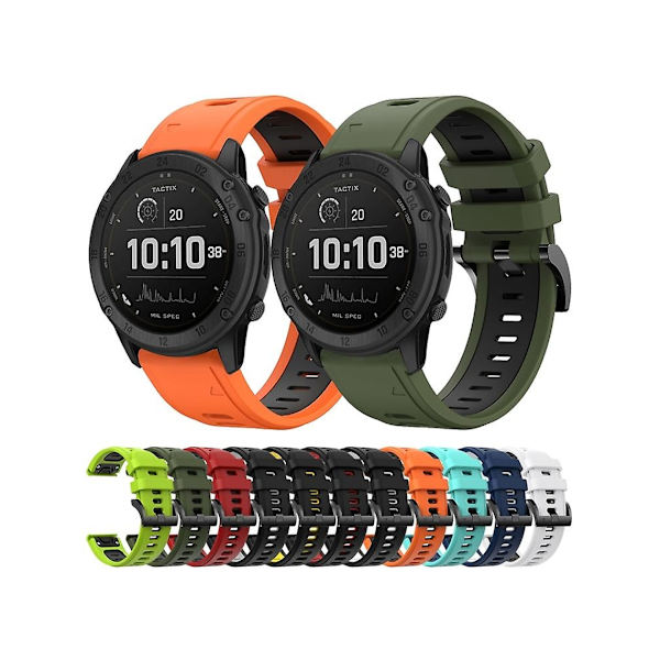 Rem til Garmin Tactix Delta 26Mm To-farvet Sort-hvid Sport Silikone Urrem