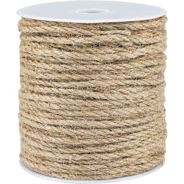 4MM Jute Reb, 45 meter Stærk og Kraftig Jute Snor, Brun Dekoration Hamp