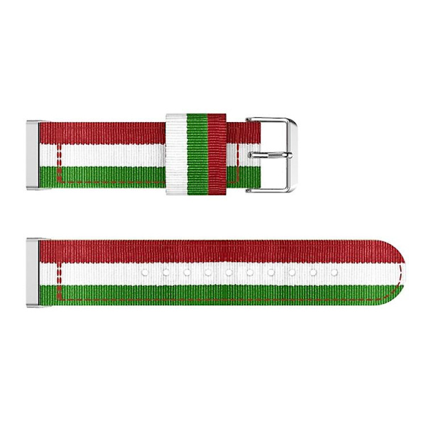 Til Fitbit Versa 4 / Sense 2 Universal Stripe Nylon Watch Band Red White Green