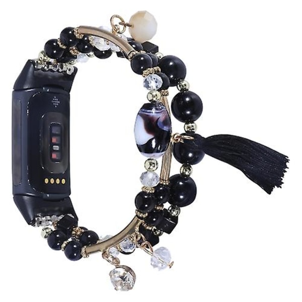 För Fitbit Versa 3 / Sense Round Bead Chain Watch Band Black