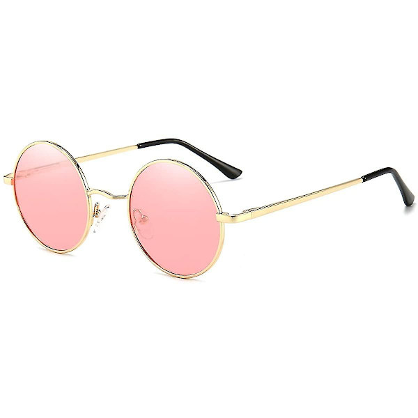 Vintage Pyöreä John Lennon Polarisoidut aurinkolasit Miesten Naisten Circle Hippie Aurinkolasit Red Ocean Lens-gold Frame