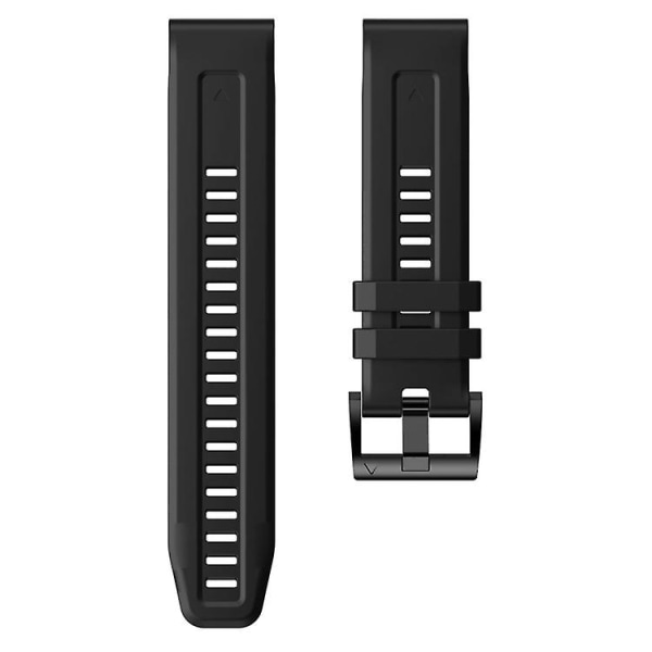 För Garmin Fenix ​​6x Sapphire Metal Spänne Solid Color Silikon Watch Band Black