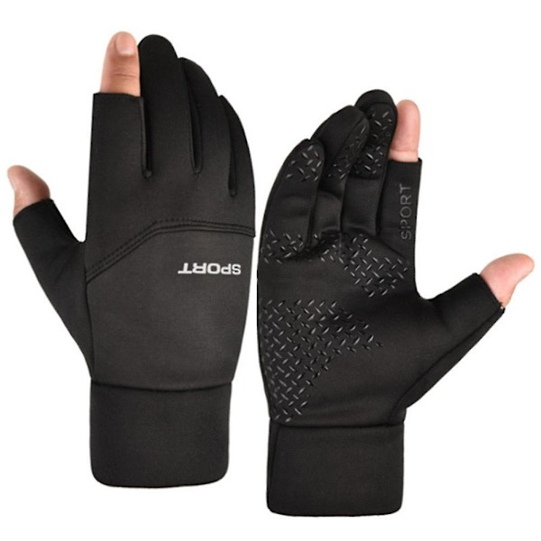Vinter Fleece Varme Touchscreen Hansker Vindtette Sykkelhansker for Menn Kvinner Black L