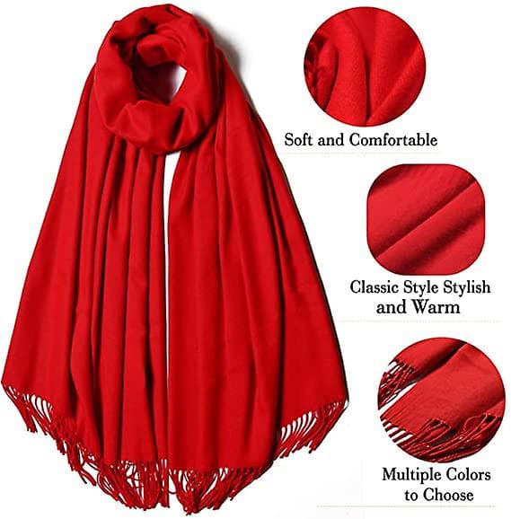 Dame vintertørklæde Cashmere Feel Pashmina Sjal Wraps Bløde varme tæpper tørklæder red