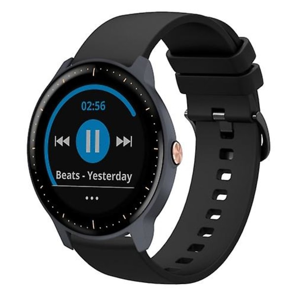 För Garmin Vivoactive3 Music 20mm Solid Color Soft Silikon Watch Band Black