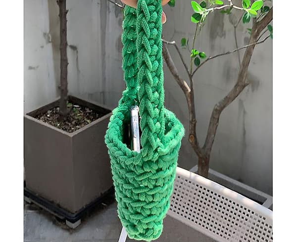 Stickade Damhandväskor Casual Rope Woven Axelväska Green