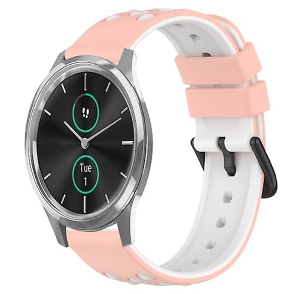 Til Garminmove Luxe 20 mm tofarvet porøst silikone urbånd Pink-White
