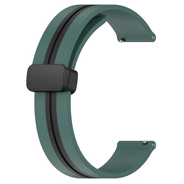 Til Garmin Forerunner 55 20mm foldemagnetisk lås Silikone urbånd Olive Green - Black