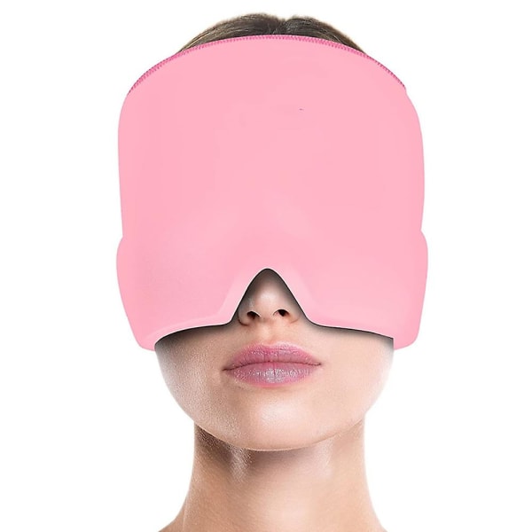 Gel Varm Kall Terapi Huvudvärk Migrän Relief Cap För Chemo, Sinus, Nacke Bärbar Wrap Stress Tryck Smärta Massage PINK SET