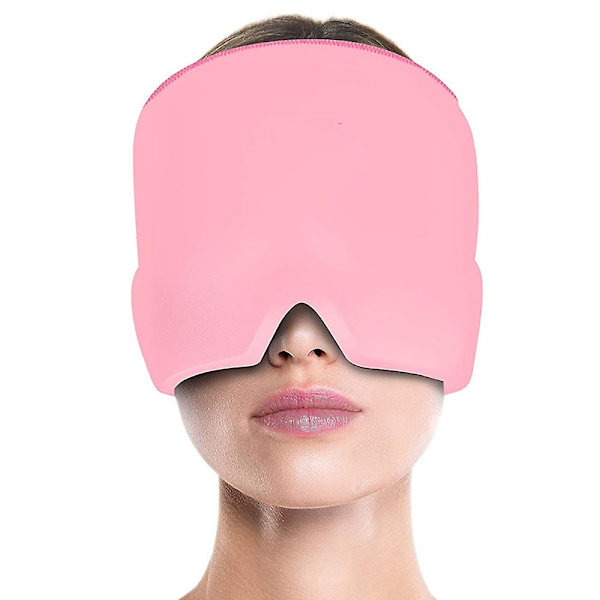 Gel Varmt og Kald Terapi Hodepine Migrene Lettelseshette for Kjemo, Sinus, Nakke Bærbar Wrap Stress Trykk Smerte Massasje PINK SET