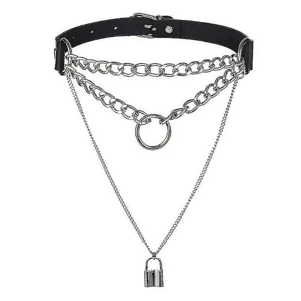 Egirl Choker Collar Lock Gothic Kaulakoru Punk Goth Korut Harajuku Tyyli Musta Choker Emo Grunge Esteettiset Asusteet
