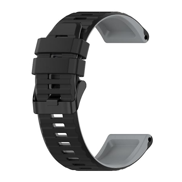 Til Garmin Fenix ​​7 26mm tofarvet silikone urrem Black Grey