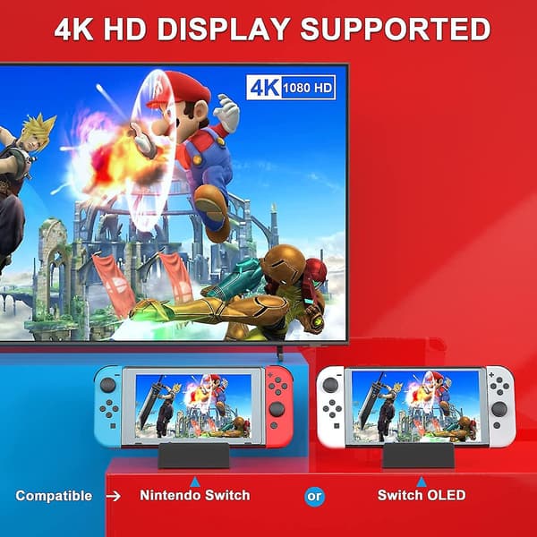 Telakointiasema Nintendo Switchille / Switch Oled, Lataustelakka 4k Hdmi-TV- set Black