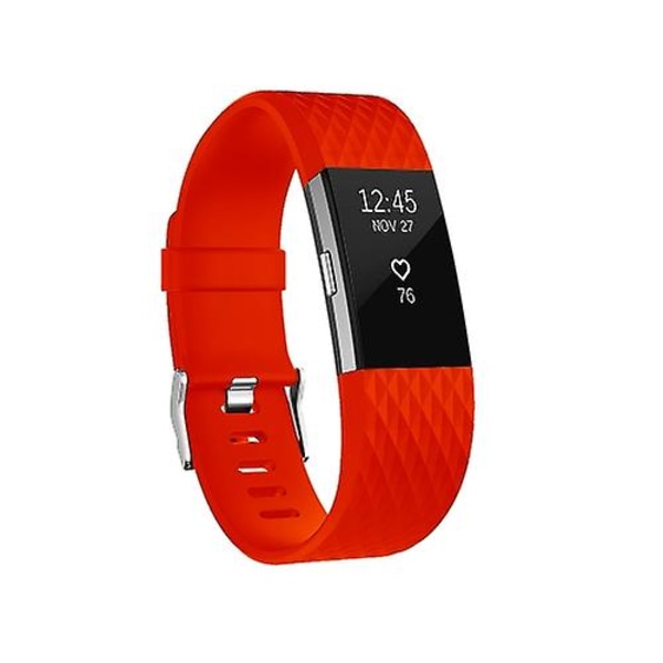 Timanttikuvioitu säädettävä watch ranneke Fitbit Charge 2:lle Bright Red