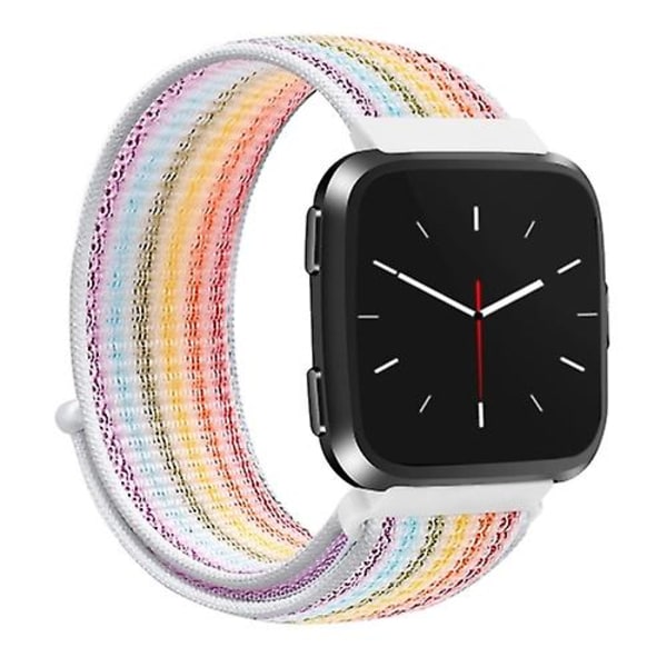 Til Fitbit Versa 1/2 urrem med universal nylonrem Rainbow Pinstripe