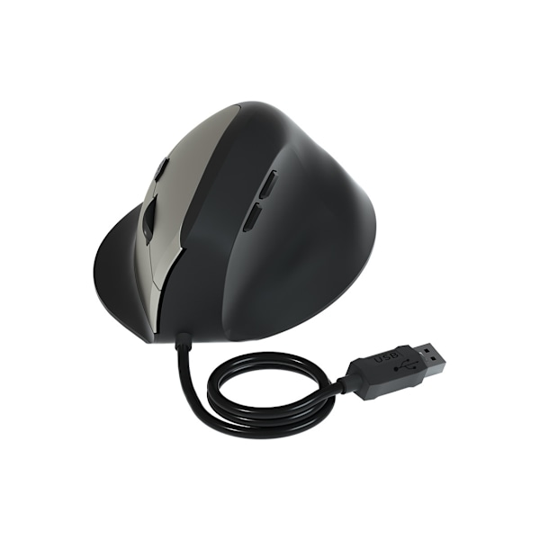 Ergonominen pystysuuntainen langallinen hiiri, jossa 3 DPI-tason säätö, harmaa