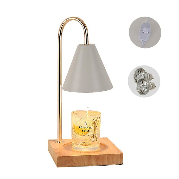 Smältande vaxlampa Aromaterapi Sängbordslampa Trä Dekorativa Prydnader E-EU Plug