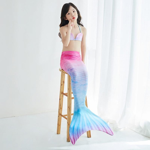 Barn Sjöjungfru Svansar För Simning Lilla Sjöjungfru Flickor Baddräkt Bikini Set Baddräkt Fest Cosplay Kostymer Pink 120-135cm