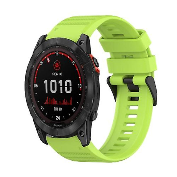 Til Garmin Fenix ​​7x Solar 26 mm horisontal tekstur silikone urbånd med værktøj til fjernelse Lime Green