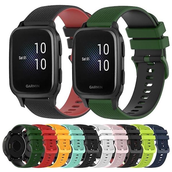 Til Garmin Venu Sq 20 mm ternet tofarvet silikoneurrem Red-Black