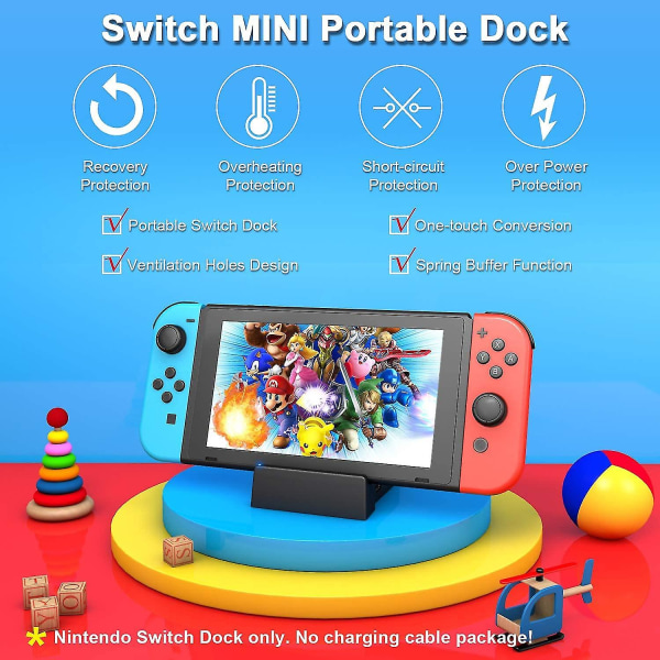 Dockningsstation för Nintendo Switch/ Switch Oled, Laddningsdocka 4k Hdmi Tv Adapter Laddare Set Black