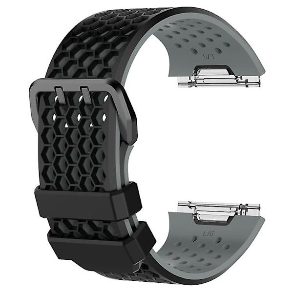 Til Fitbit Ionic Tofarvet silikoneurrem med spænde Black - Grey