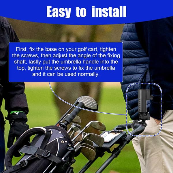 Golfvogn Paraplyholder - Justerbar Vinkelmontering til Golfvogne og Mere