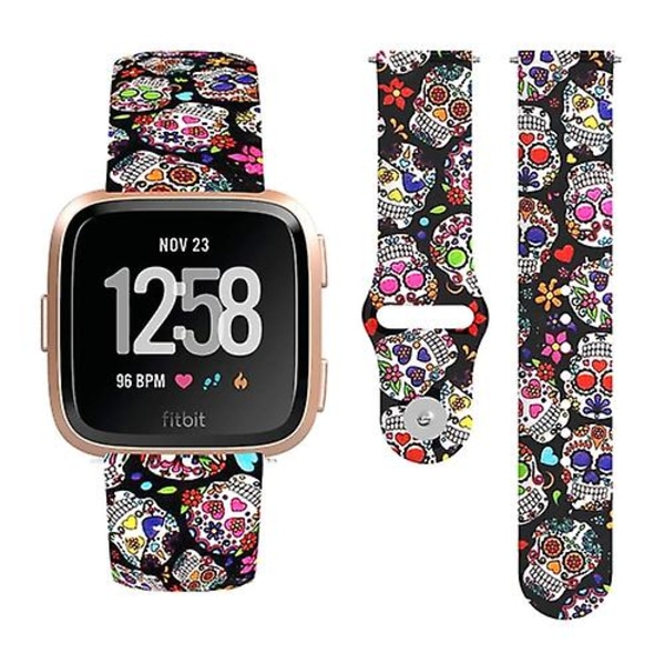 För Fitbit Versa 2 / Lite 22 mm omvänt spänne printed watch Color Skull