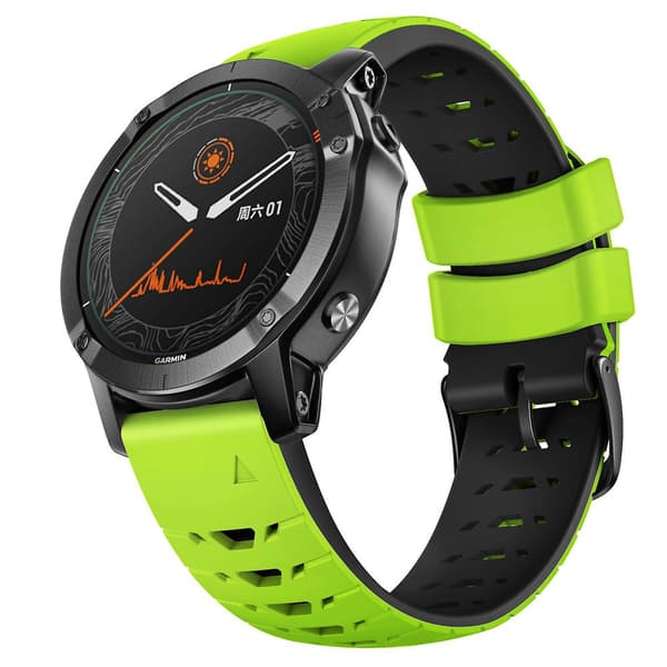 22mm silikoniranneke Garmin Fenix 7 -kellolle Green Black