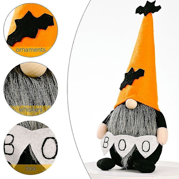 Faceless Gnome Swedish Dwarf Plysch Leksak Stående Fylld Docka Present Dekor Prydnader Bat Hat